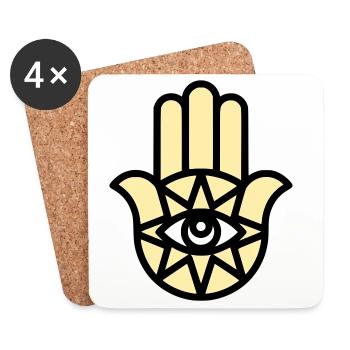 Hamsa Hand der Fatima - Untersetzer (4er-Set) - Weiß - Vorne