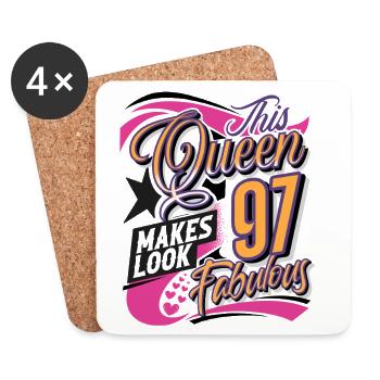 97. Geburtstag Queen - Untersetzer (4er-Set) - Weiß - Vorne