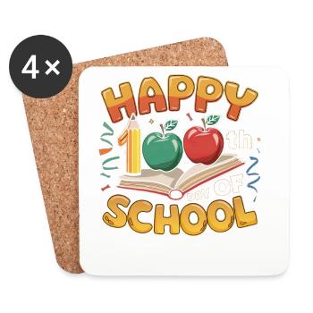 Hundertster Schultag Jubiläumsdesign - Untersetzer (4er-Set) - Weiß - Vorne