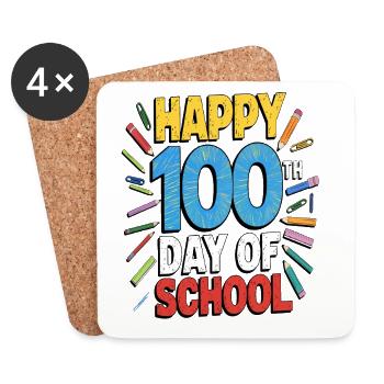 Conception du Jubilé du Centième Jour de l’École - Dessous de verre (lot de 4) - blanc - Devant