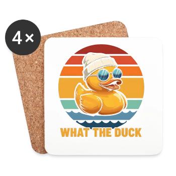 What The Duck? Humor Rubber Rubber Duck Yellow - Coasters (set of 4) - white - Front
