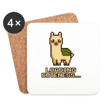 Pixel Llama: Loading Cuteness - Coasters (set of 4) - white - Front