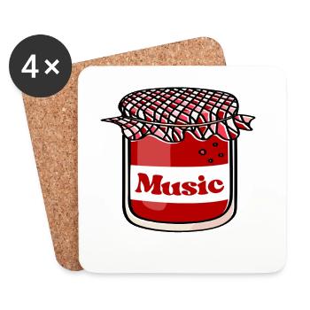 Music Jam Glas – Notenmarmelade - Untersetzer (4er-Set) - Weiß - Vorne