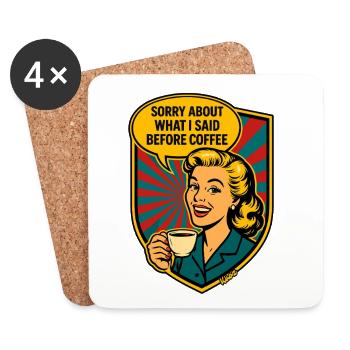 Bevor Kaffee – Retro Meme - Untersetzer (4er-Set) - Weiß - Vorne