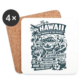 Affiche du voyage de rêve à Hawaï des années 50 - Dessous de verre (lot de 4) - blanc - Devant