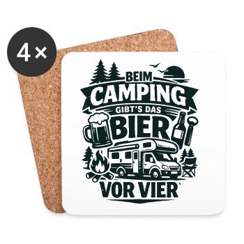 Beer before four at the campsite - Coasters (set of 4) - white - Front