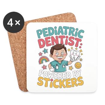 Pediatric Dentist Powered By Stickers Oral Health - Coasters (set of 4) - white - Front