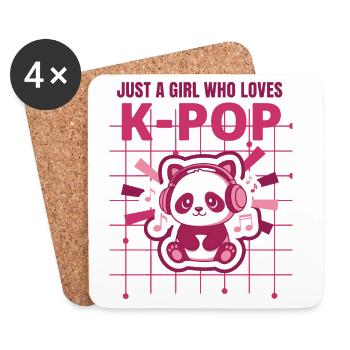 Juste une fille qui adore la musique coréenne mignonne de la K-pop - Dessous de verre (lot de 4) - blanc - Devant