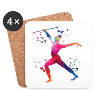 Gymnastin Mit Taktstock Rhythmische Sportgymnastik - Untersetzer (4er-Set) - Weiß - Vorne