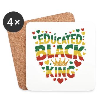 Roi noir instruit | Citation de l’Afro Pride | Noir - Dessous de verre (lot de 4) - blanc - Devant