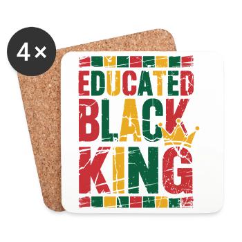 Roi noir instruit | Citation de l’Afro Pride | Noir - Dessous de verre (lot de 4) - blanc - Devant