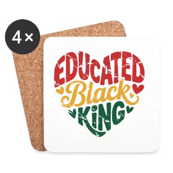 Roi noir instruit | Citation de l’Afro Pride | Noir - Dessous de verre (lot de 4) - blanc - Devant