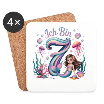 Ich Bin 7 Meerjungfrauen Mädchen 7. Geburtstag - Coasters (set of 4) - white - Front