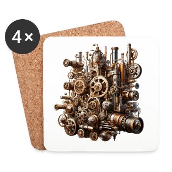 Steampunk Gearwerk Colossus - Coasters (set of 4) - white - Front