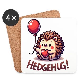 Hedgehog Herzballon Umarmung - Untersetzer (4er-Set) - Weiß - Vorne