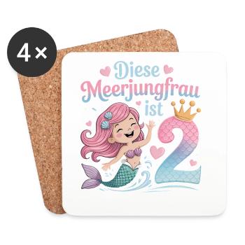 Cette sirène a deux ans de filles pour ses 2 ans - Dessous de verre (lot de 4) - blanc - Devant