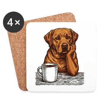 Real Foxred Labrador Coffee Morning Grouch - Coasters (set of 4) - white - Front