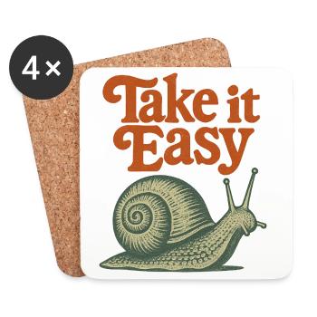 Take It Easy Snail Retro - Coasters (set of 4) - white - Front