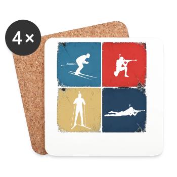 Biathlon Ski Shoot Repeat Design Winter Sports - Coasters (set of 4) - white - Front