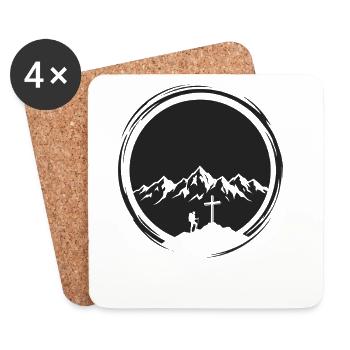 Summit Cross Randonnée Montagnes Sommets Alpinistes Nature - Dessous de verre (lot de 4) - blanc - Devant