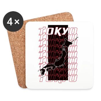 Japanese Tokyo Streetwear - Coasters (set of 4) - white - Front