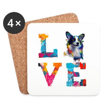 Cardigan Welsh Corgi Love Colourful Dog Art - Coasters (set of 4) - white - Front