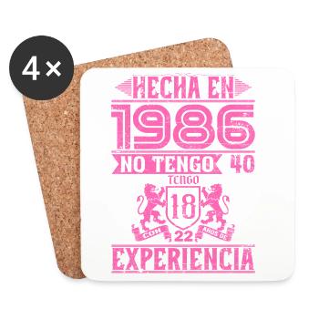 Born in 1985: 18 Years of Experience - Coasters (set of 4) - white - Front