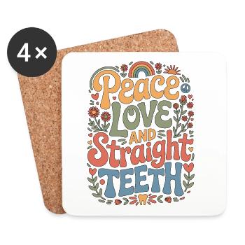 Orthodontic Hygienist Peace Love And Orthodontist - Coasters (set of 4) - white - Front