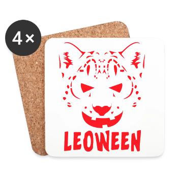 Safari Afrique Vie sauvage du Serengeti Léopard d’Halloween - Dessous de verre (lot de 4) - blanc - Devant