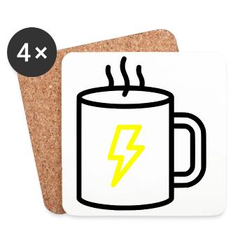 Kaffeebecher Blitz Energie - Untersetzer (4er-Set) - Weiß - Vorne