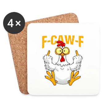F-CAW-F Problème du poulet ne m’aime pas Résolu - Dessous de verre (lot de 4) - blanc - Devant