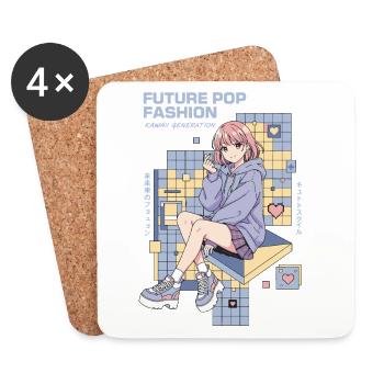 Future Pop Fashion Kawaii Generation K-Pop Anime - Untersetzer (4er-Set) - Weiß - Vorne