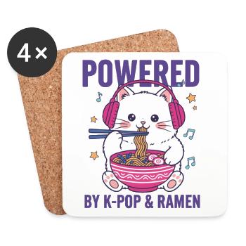 Angeführt von K-Pop und Ramen, koreanische Musik-Anime - Untersetzer (4er-Set) - Weiß - Vorne