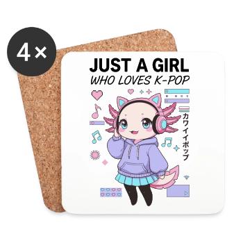 Juste une fille qui adore la musique coréenne K-pop - Dessous de verre (lot de 4) - blanc - Devant