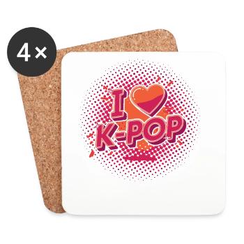 J’adore la musique coréenne K-pop, anime mignon, la pop coréenne - Dessous de verre (lot de 4) - blanc - Devant