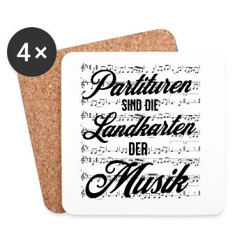 Musiciens - Les partitions sont les cartes de la musique - Dessous de verre (lot de 4) - blanc - Devant