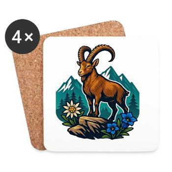 Steinbock auf Bergwiese - Untersetzer (4er-Set) - Weiß - Vorne
