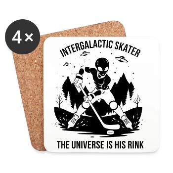 Silhouette d’un joueur de hockey sur glace extraterrestre - Dessous de verre (lot de 4) - blanc - Devant