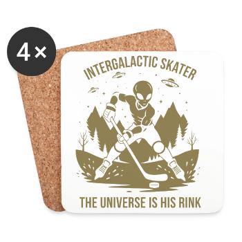 Außerirdische Eishockeyspieler UFO Silhouette Desi - Coasters (set of 4) - white - Front