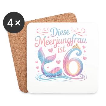 This Mermaid Is 6 Girls 6th Birthday - Coasters (set of 4) - white - Front