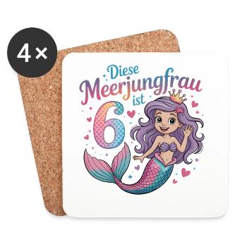 This Mermaid Is 6 Girls 6th Birthday - Coasters (set of 4) - white - Front