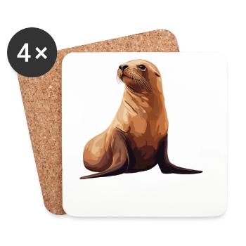 Sea Lions Sea Lion - Coasters (set of 4) - white - Front