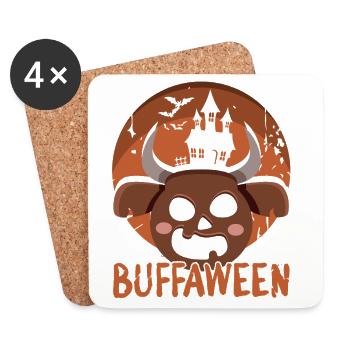 Safari Afrique Serengeti Faune Halloween Buffle - Dessous de verre (lot de 4) - blanc - Devant