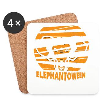 Safari Afrique faune du Serengeti éléphant d’Halloween - Dessous de verre (lot de 4) - blanc - Devant