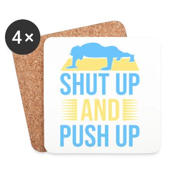 Fitness Fanatics Shut Up & Push Up Calisthenics - Coasters (set of 4) - white - Front