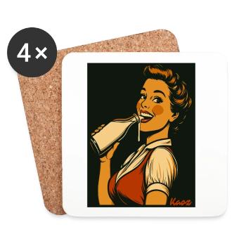 Retro lady with milk drink - Coasters (set of 4) - white - Front