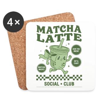 Matcha Latte Social Club Lustiger Grüner Matcha-Tee - Untersetzer (4er-Set) - Weiß - Vorne