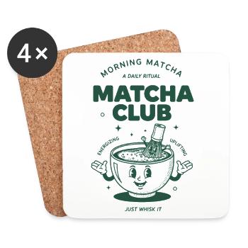 Club de matcha du matin Il suffit de le fouetter Thé matcha - Dessous de verre (lot de 4) - blanc - Devant