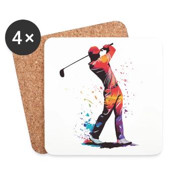 Golfer-Silhouette - Untersetzer (4er-Set) - Weiß - Vorne