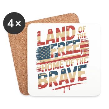Terre de la Liberté - Drapeau vintage des États-Unis - Dessous de verre (lot de 4) - blanc - Devant